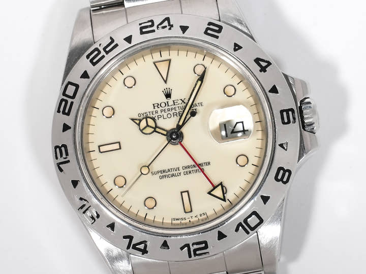 ロレックス エクスプローラーII Ref.16550 ステンレススチール アイボリー文字盤 オイスターブレスレット 中古 7df6agge