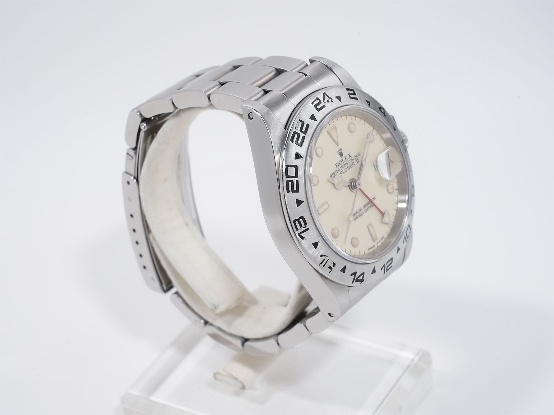 ロレックス エクスプローラーII Ref.16550 ステンレススチール アイボリー文字盤 オイスターブレスレット 中古 7df6agge