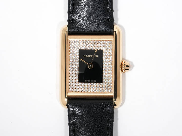 カルティエ タンク ルイ カルティエ SM Ref.WGTA0269 イエローゴールド ブラック×パヴェダイヤ文字盤 美中古 fjwhup5c