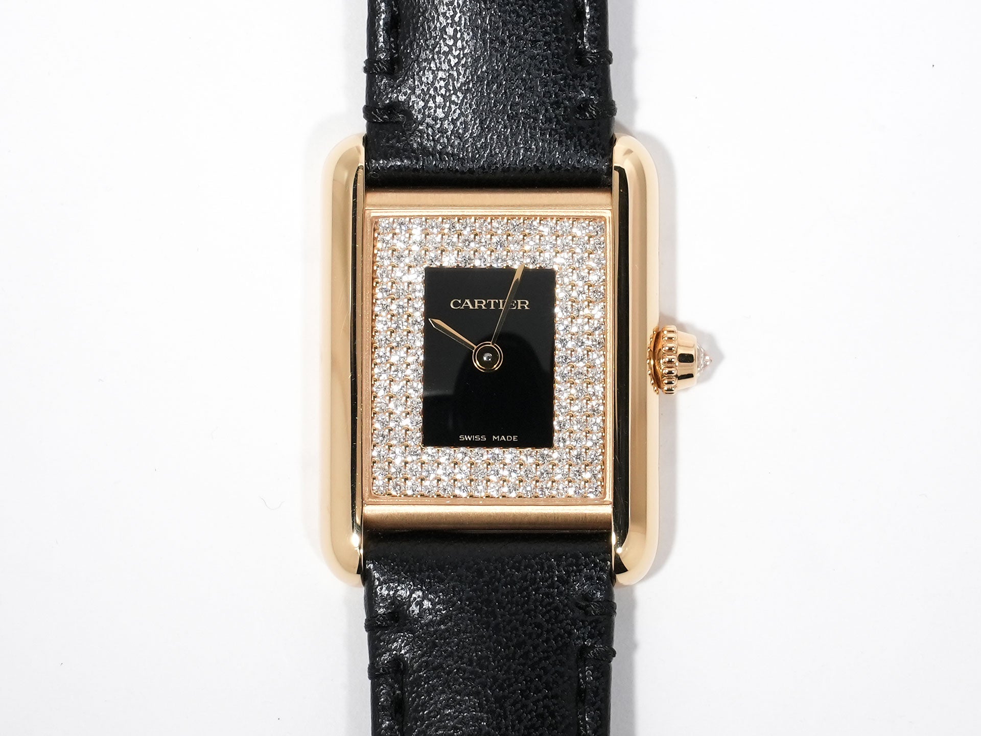 カルティエ タンク ルイ カルティエ SM Ref.WGTA0269 イエローゴールド ブラック×パヴェダイヤ文字盤 美中古 fjwhup5c