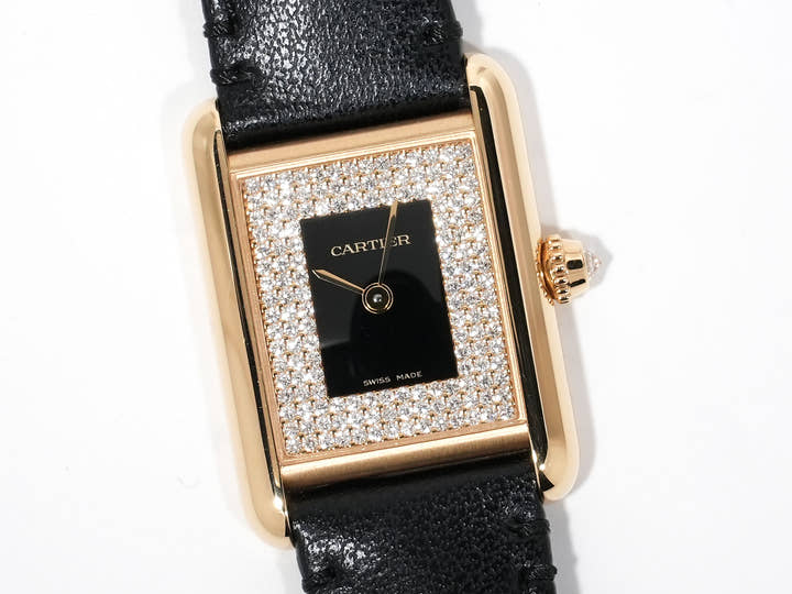 カルティエ タンク ルイ カルティエ SM Ref.WGTA0269 イエローゴールド ブラック×パヴェダイヤ文字盤 美中古 fjwhup5c