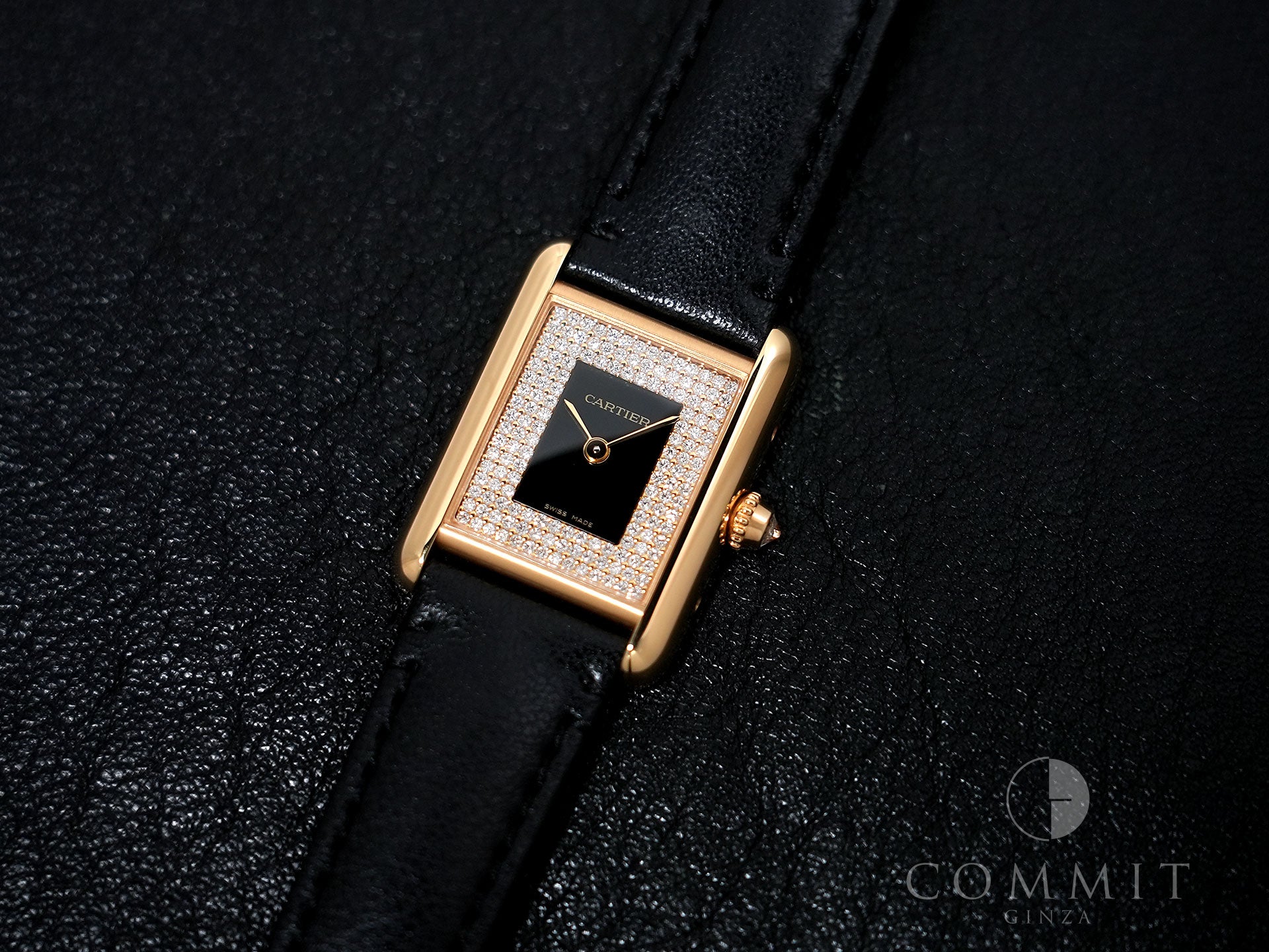 カルティエ タンク ルイ カルティエ SM Ref.WGTA0269 イエローゴールド ブラック×パヴェダイヤ文字盤 美中古 fjwhup5c