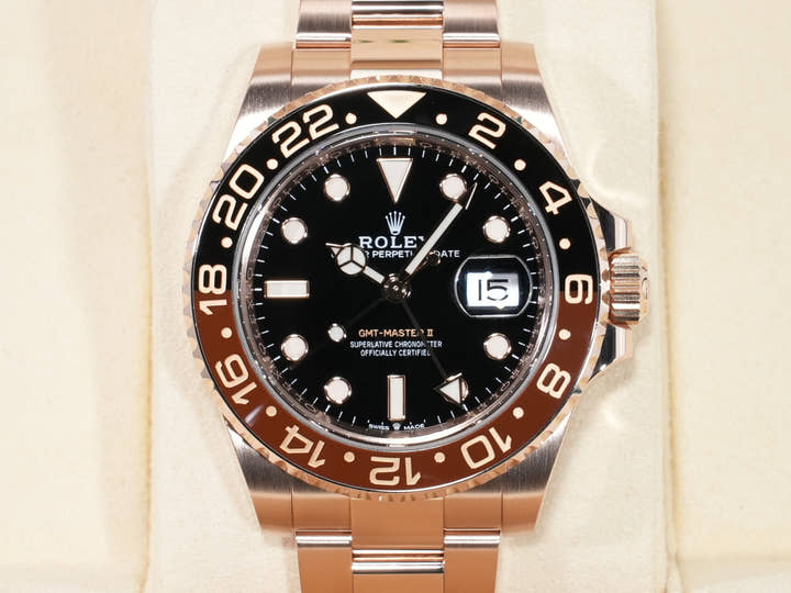 Rolex GMT-Master II Ref. 126715CHNR Everose Gold Black Dial Oyster Bracelet Excellent Condition 5zq2bkom