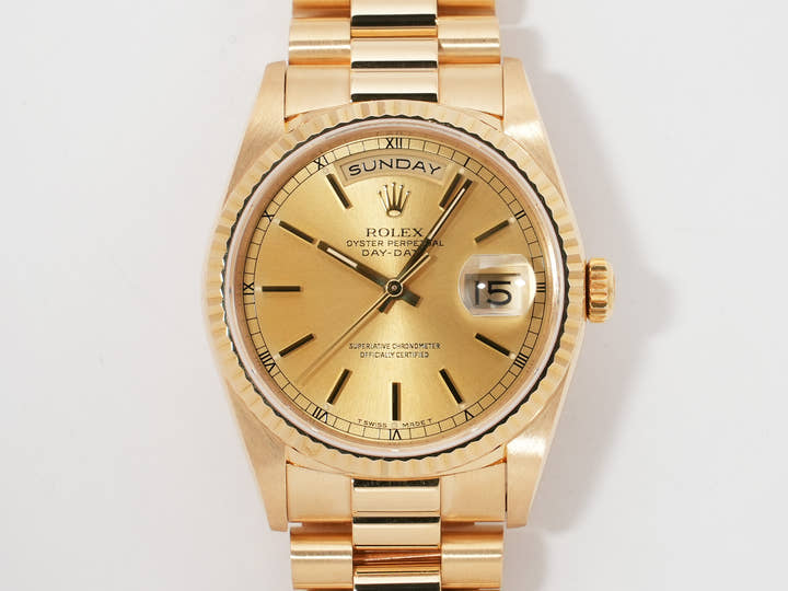 ロレックス デイデイト36 Ref.18238 イエローゴールド シャンパンゴールド文字盤 美中古 vvsx4o75