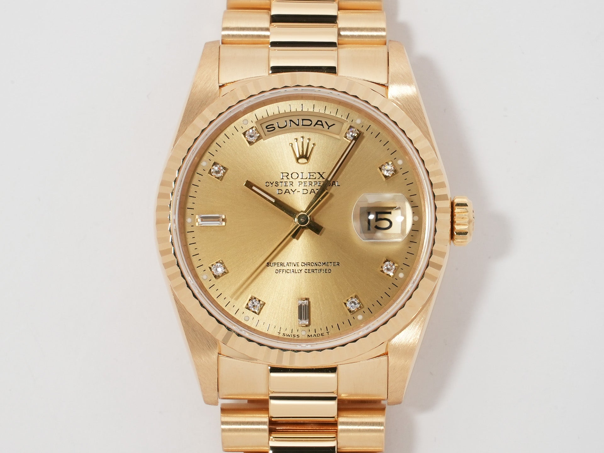 ロレックス デイデイト36 Ref.18238A イエローゴールド シャンパンx10Pダイヤ文字盤 美中古 9tf96zxz