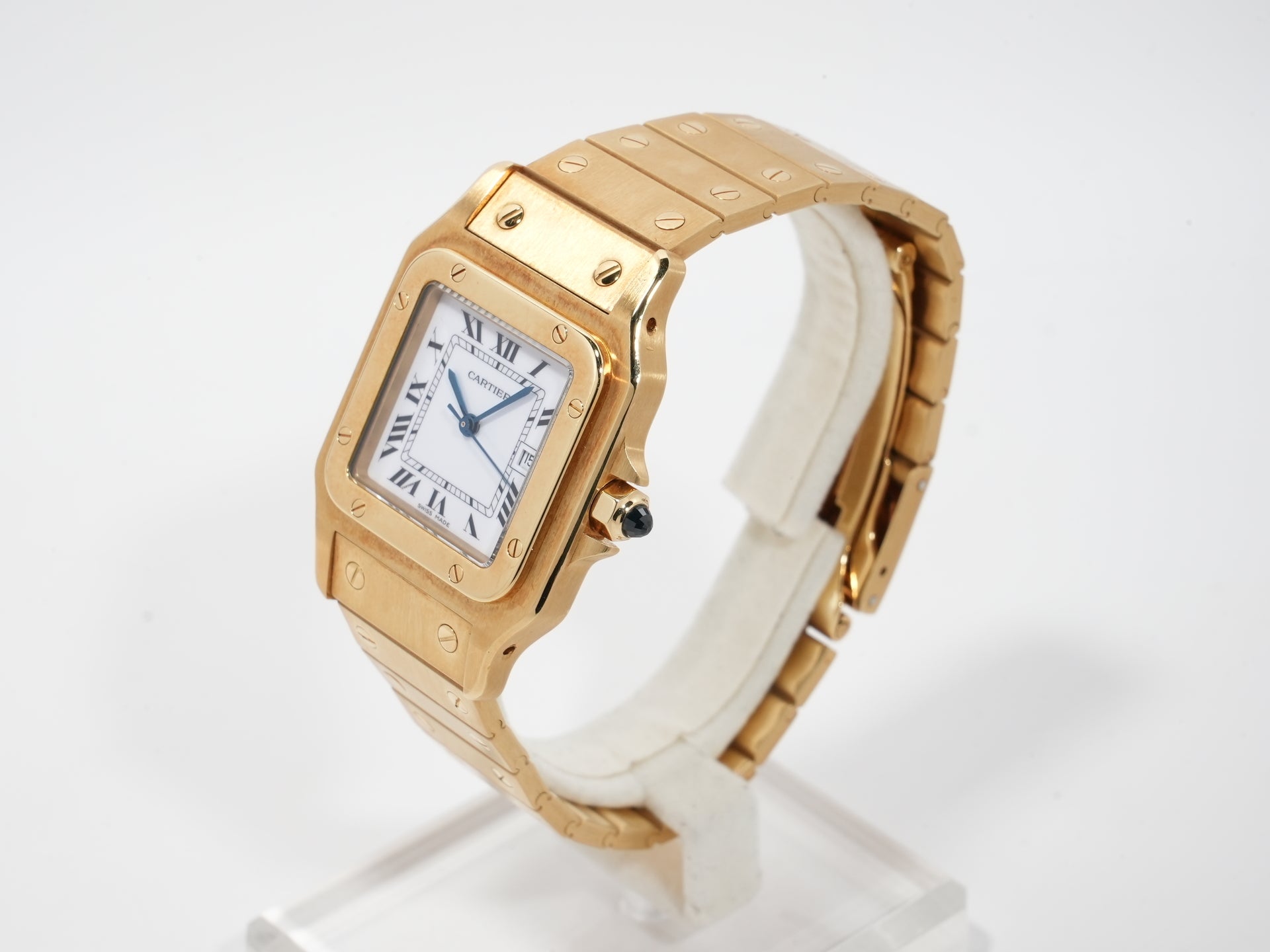 カルティエ サントス ガルべ LM Ref.2960 イエローゴールド ホワイト文字盤 中古 newt4q6z