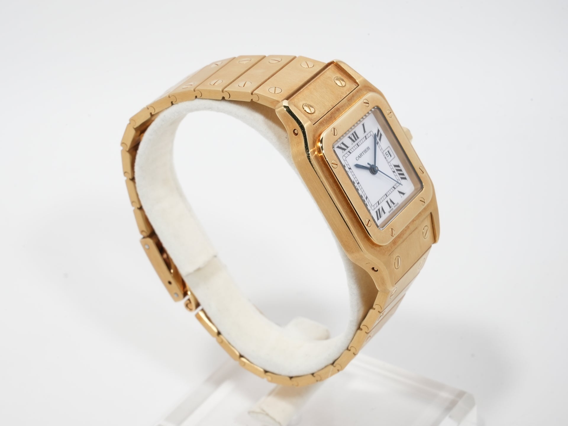 カルティエ サントス ガルべ LM Ref.2960 イエローゴールド ホワイト文字盤 中古 newt4q6z