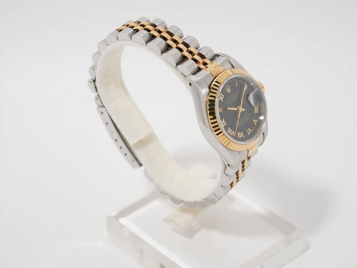 ロレックス デイトジャスト TIFFANY＆CO. Ref.69173 ステンレススチール/イエローゴールド ブラックピラミッドローマン文字盤 ジュビリーブレスレット 中古 eou9xf7h