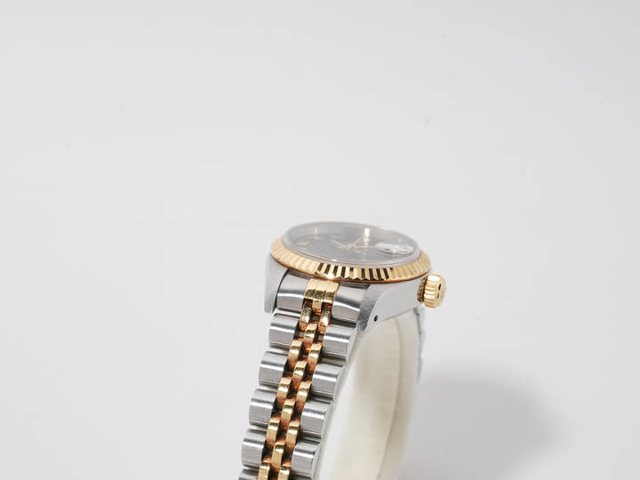 ロレックス デイトジャスト TIFFANY＆CO. Ref.69173 ステンレススチール/イエローゴールド ブラックピラミッドローマン文字盤 ジュビリーブレスレット 中古 eou9xf7h