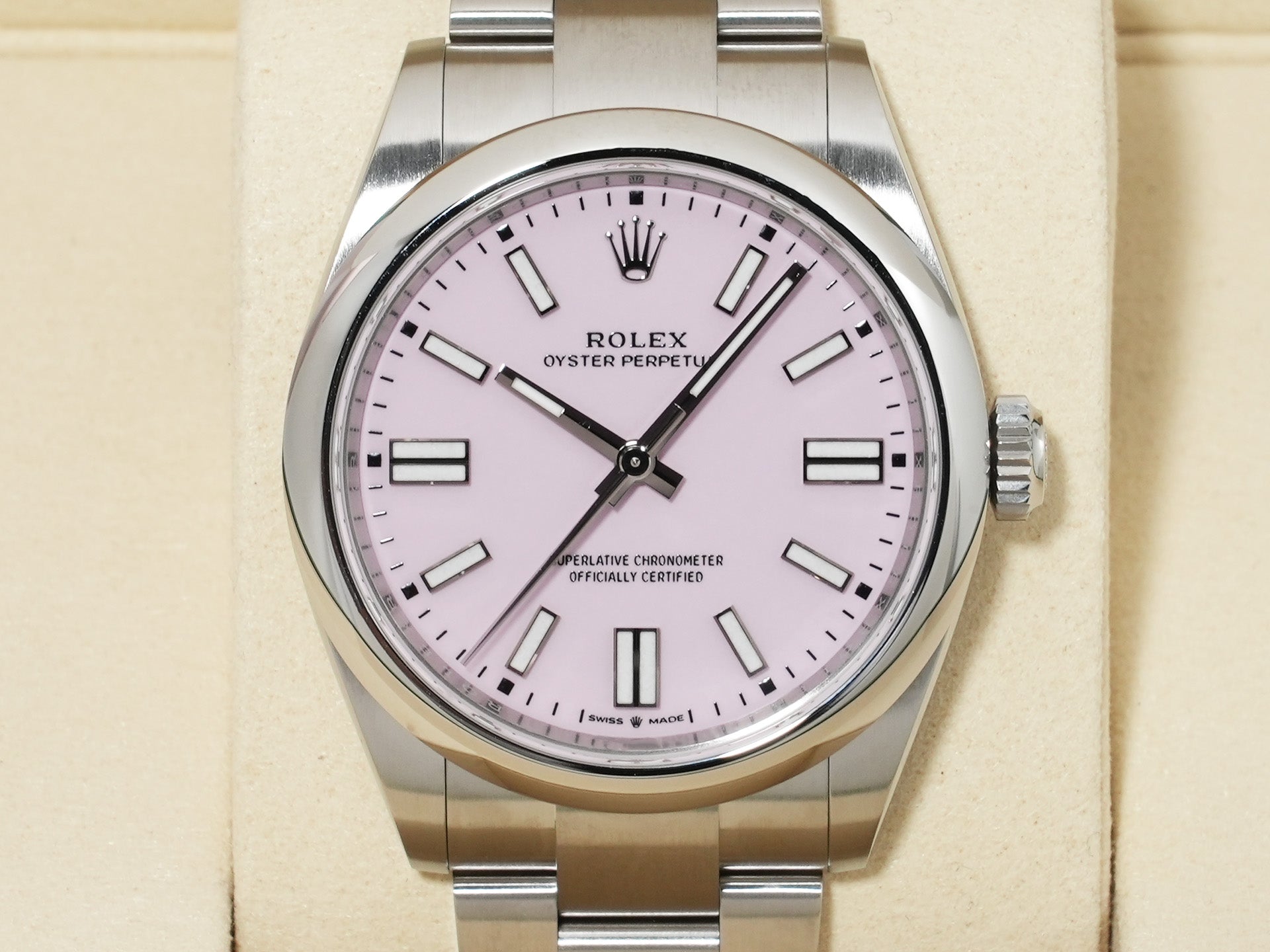 ロレックス オイスターパーペチュアル41 Ref.134300 ステンレススチール キャンディピンク文字盤 未使用 qcszynqt