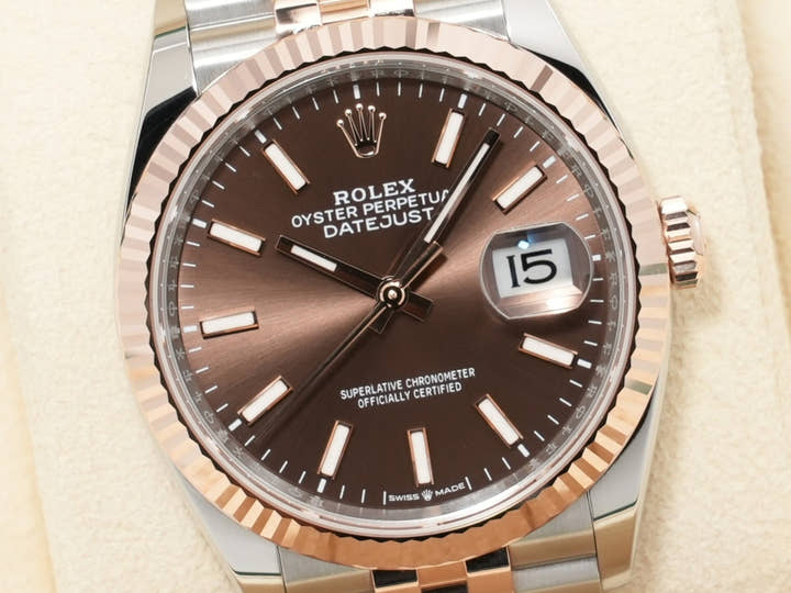 ロレックス デイトジャスト36 Ref.126231 ステンレススチール/エバーローズゴールド チョコレート文字盤 ジュビリーブレスレット 美品 5jg5n3vs