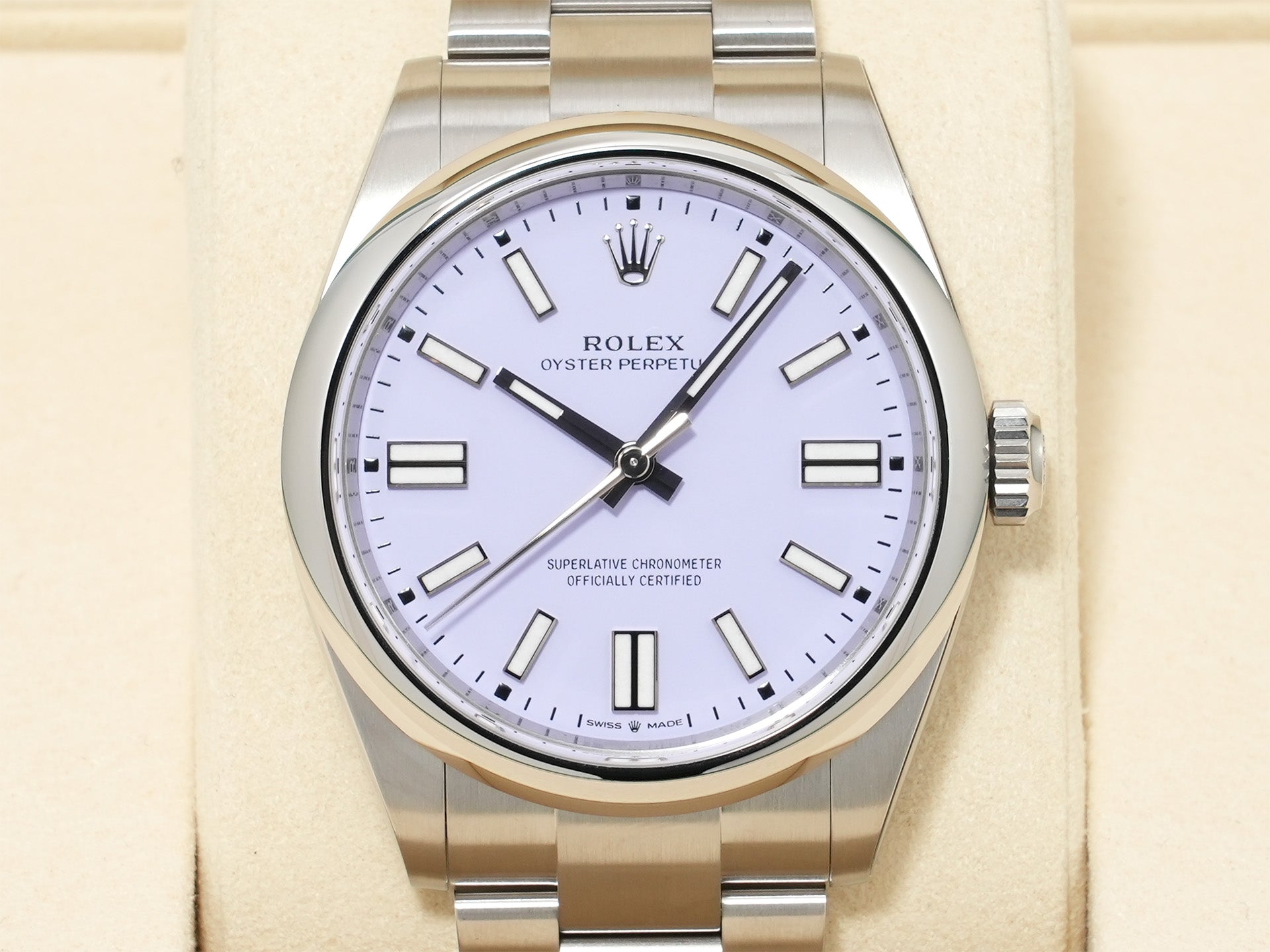 ロレックス オイスターパーペチュアル41 Ref.134300 ステンレススチール ラベンダー文字盤 未使用 9c6keerf