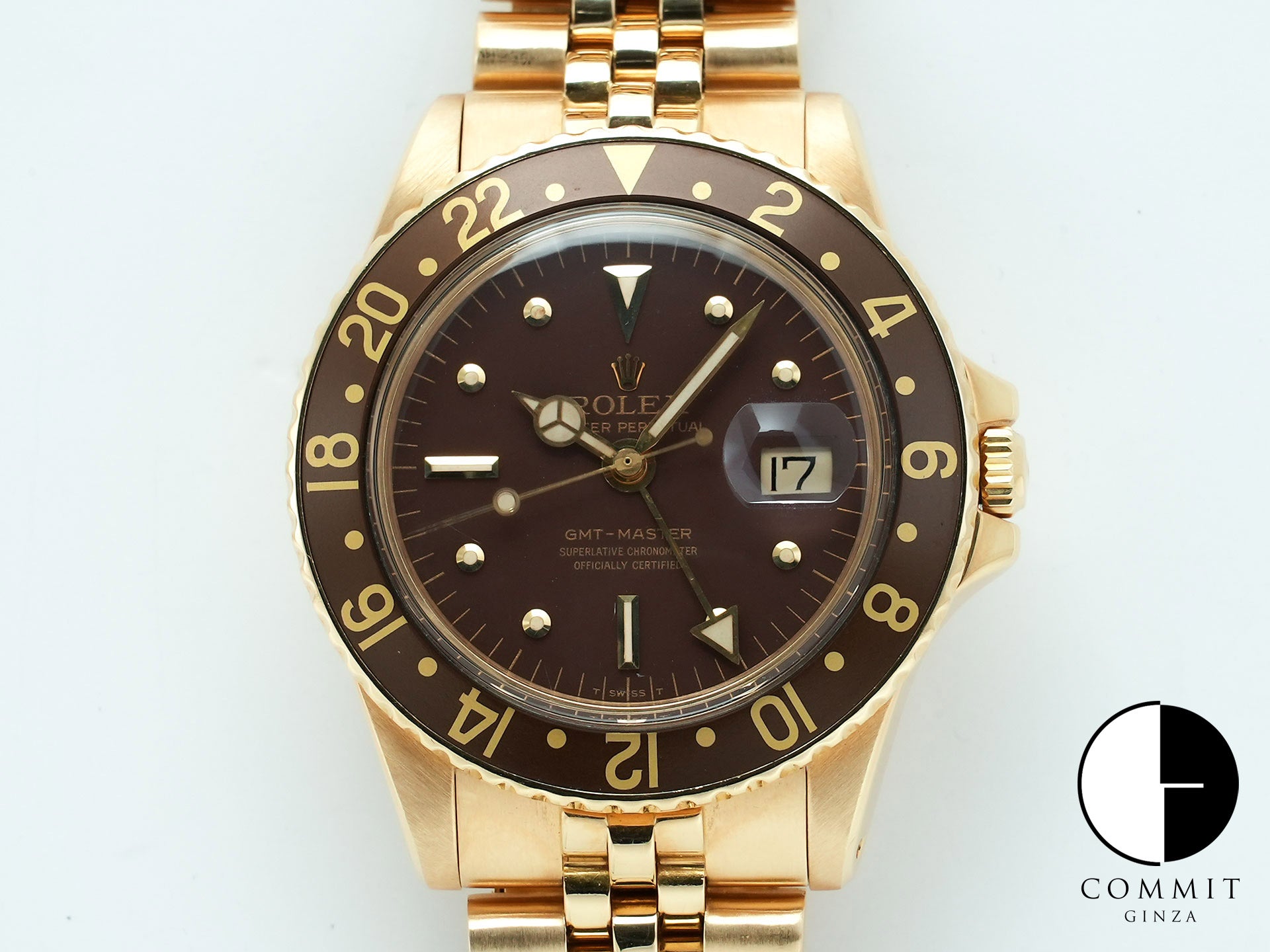 Rolex GMT Master Ref. 1675/8 Yellow Gold Brown Dial Oyster Bracelet Used auqtbwey