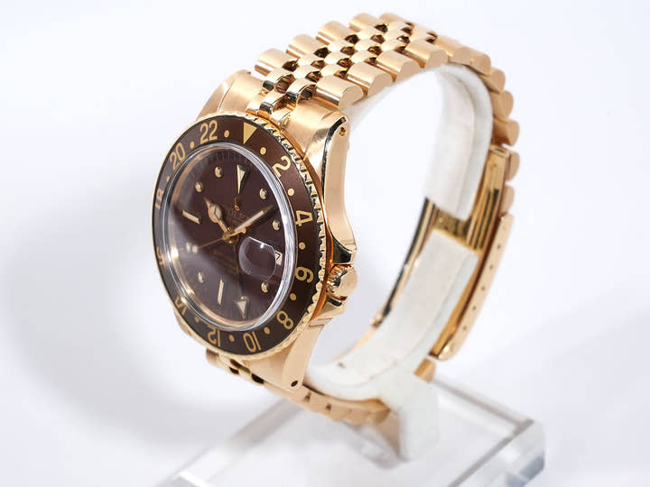 Rolex GMT Master Ref. 1675/8 Yellow Gold Brown Dial Oyster Bracelet Used auqtbwey