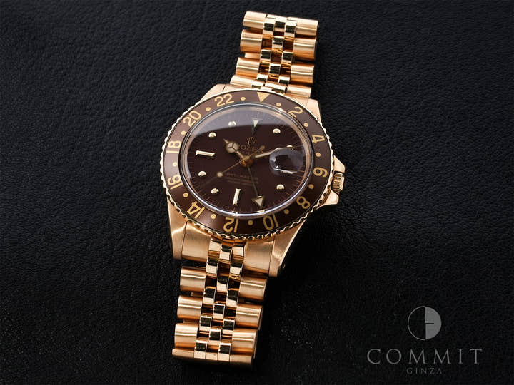 Rolex GMT Master Ref. 1675/8 Yellow Gold Brown Dial Oyster Bracelet Used auqtbwey
