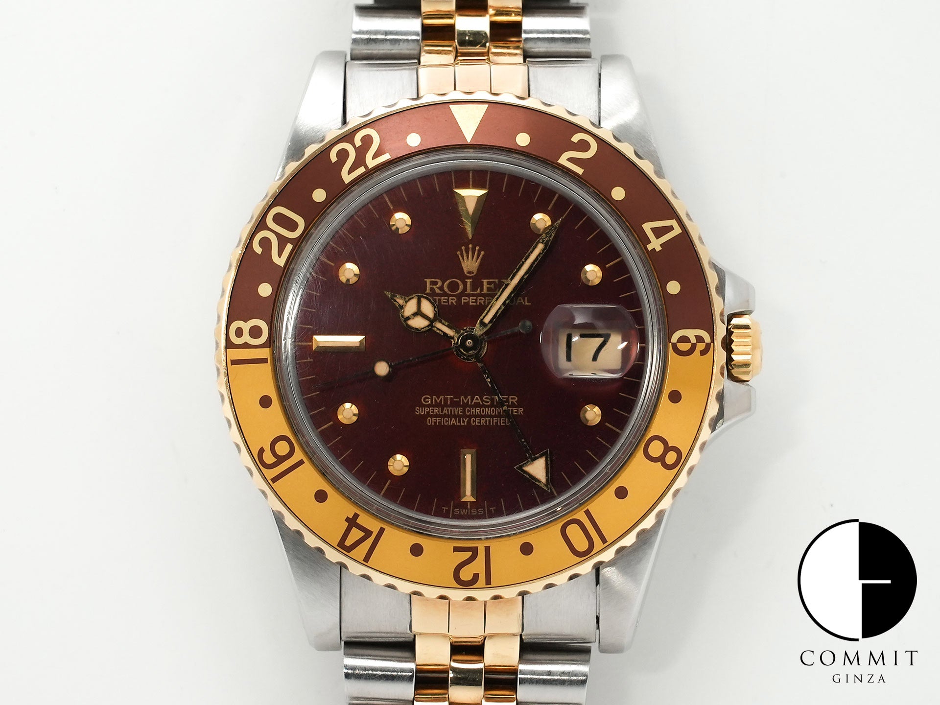 Rolex GMT Master Ref. 16753 Stainless Steel/Yellow Gold Brown Dial Jubilee Bracelet (Pre-owned) hx7jaydc