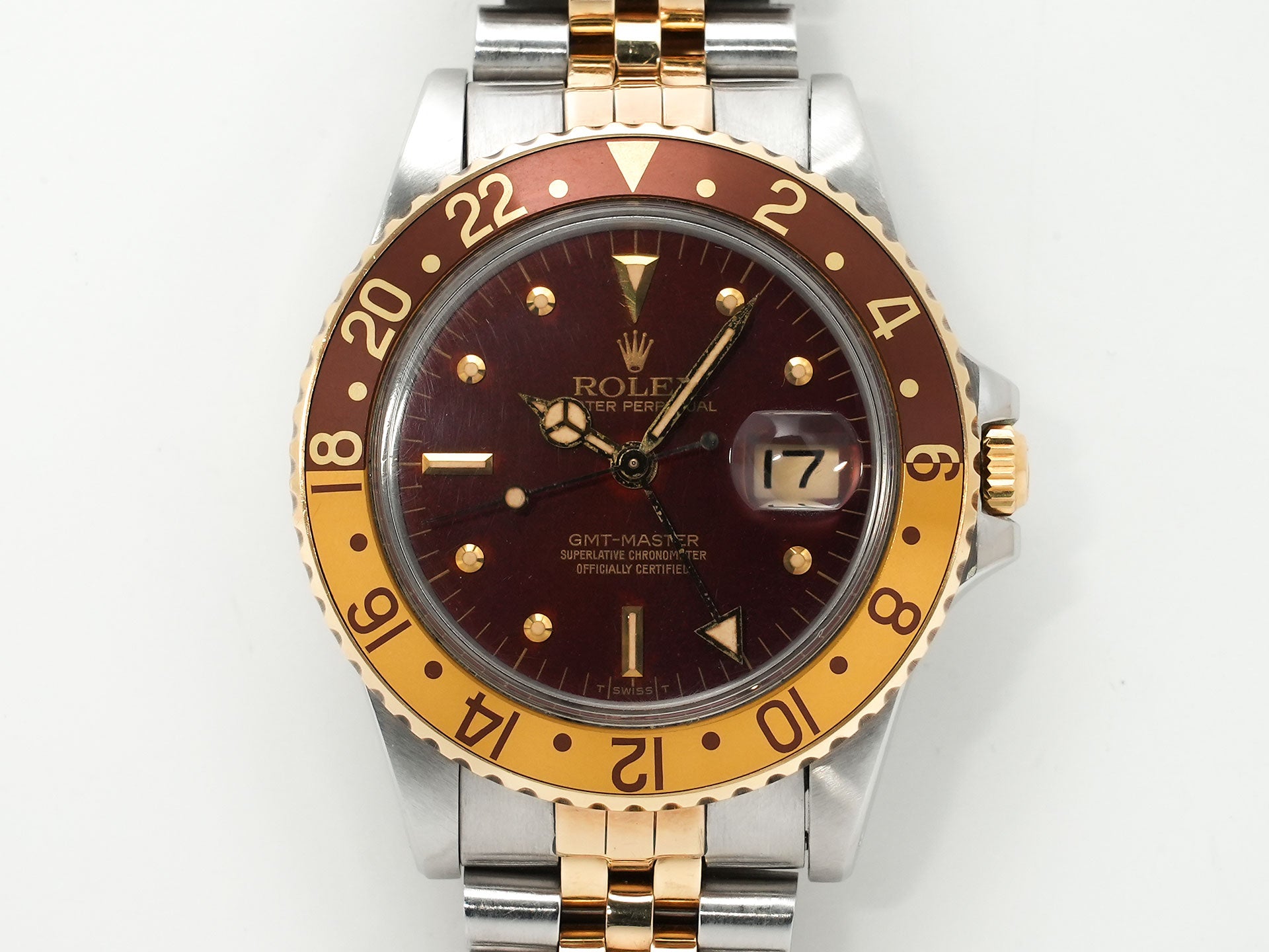 Rolex GMT Master Ref. 16753 Stainless Steel/Yellow Gold Brown Dial Jubilee Bracelet (Pre-owned) hx7jaydc