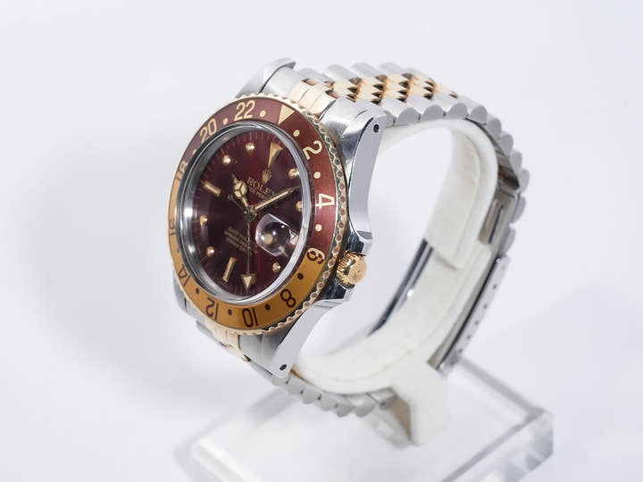 Rolex GMT Master Ref. 16753 Stainless Steel/Yellow Gold Brown Dial Jubilee Bracelet (Pre-owned) hx7jaydc