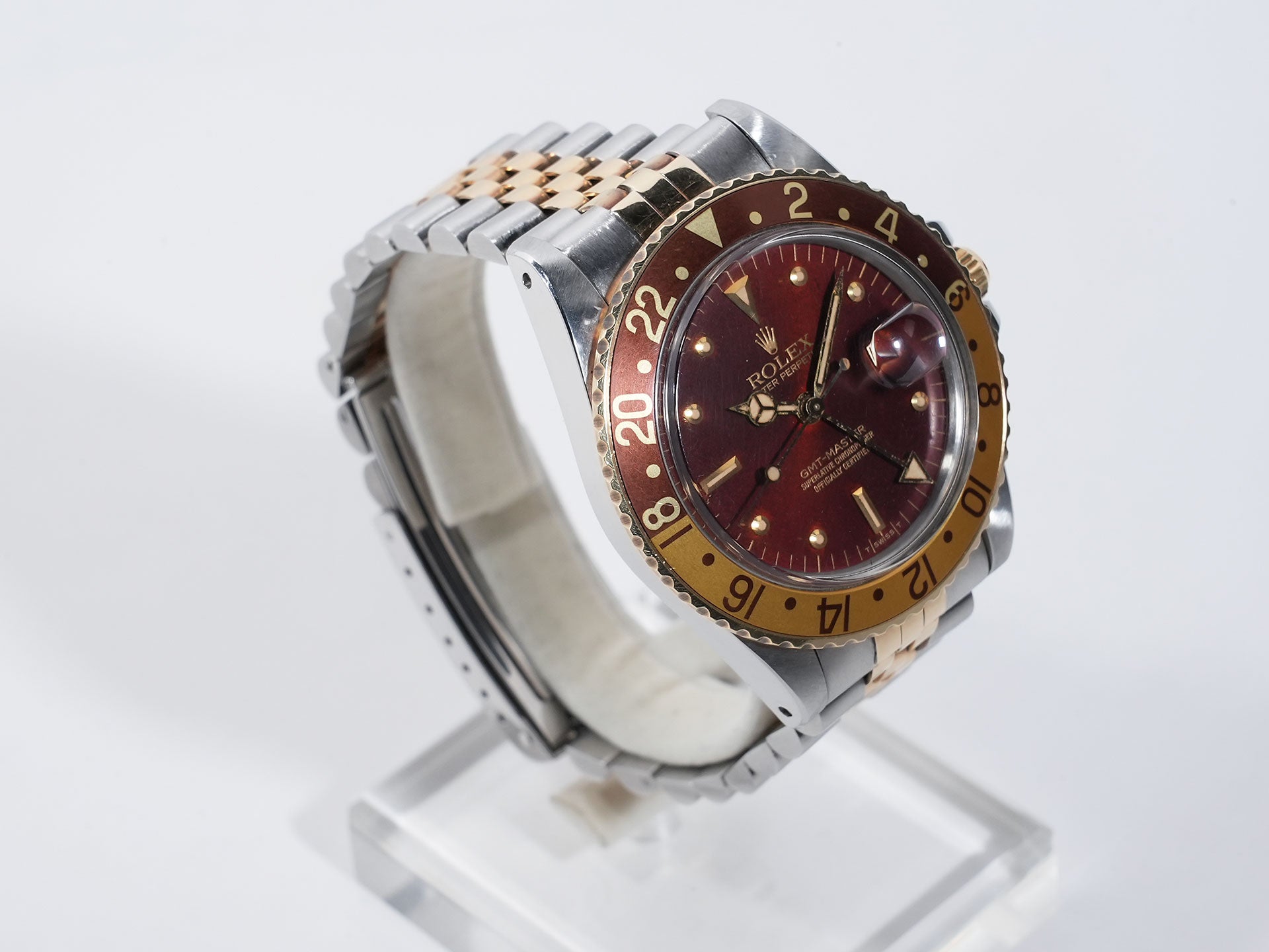 Rolex GMT Master Ref. 16753 Stainless Steel/Yellow Gold Brown Dial Jubilee Bracelet (Pre-owned) hx7jaydc