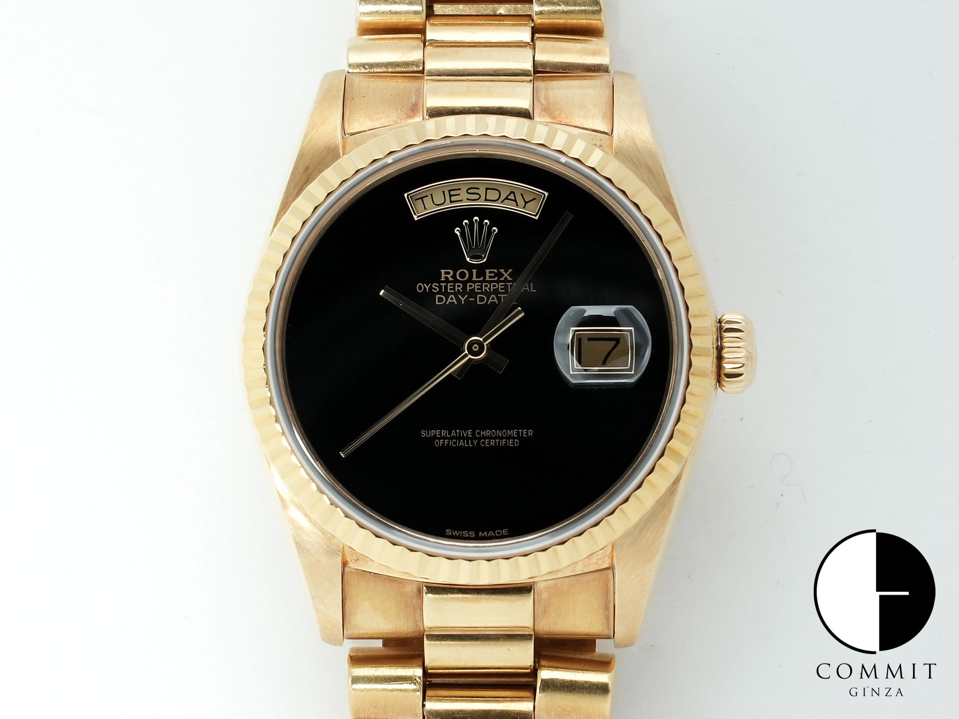 ロレックス デイデイト36 Ref.18038 イエローゴールド オニキス文字盤 中古 s8kh6b34