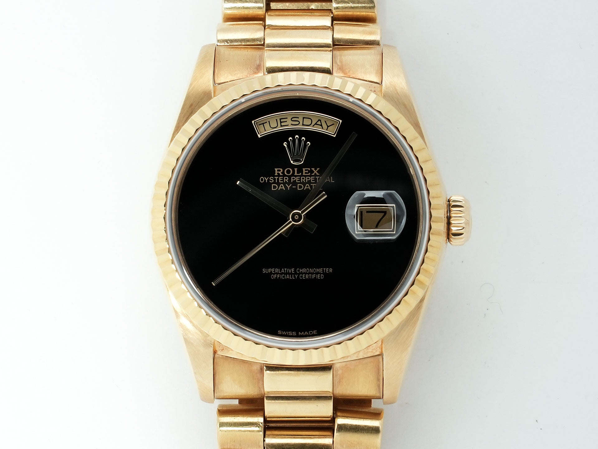 ロレックス デイデイト36 Ref.18038 イエローゴールド オニキス文字盤 中古 s8kh6b34