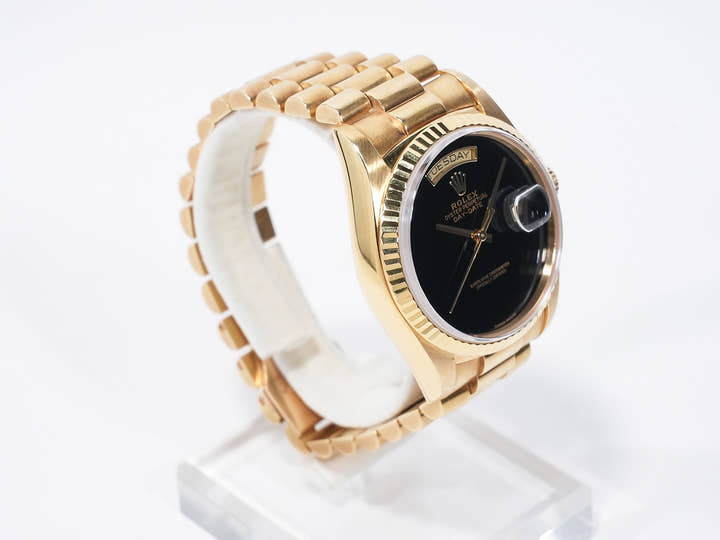 ロレックス デイデイト36 Ref.18038 イエローゴールド オニキス文字盤 中古 s8kh6b34