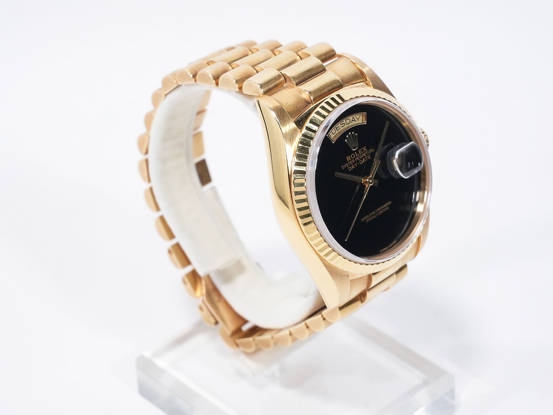 ロレックス デイデイト36 Ref.18038 イエローゴールド オニキス文字盤 中古 s8kh6b34