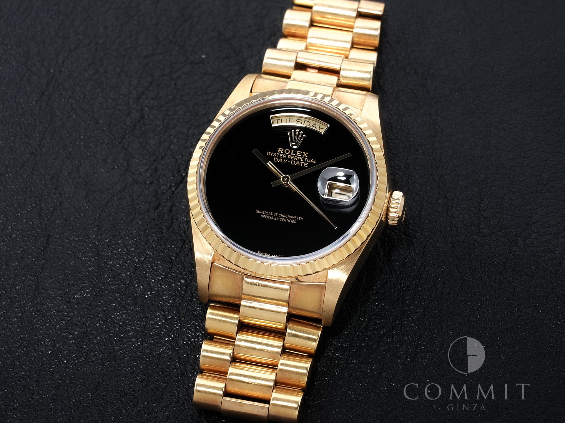 ロレックス デイデイト36 Ref.18038 イエローゴールド オニキス文字盤 中古 s8kh6b34