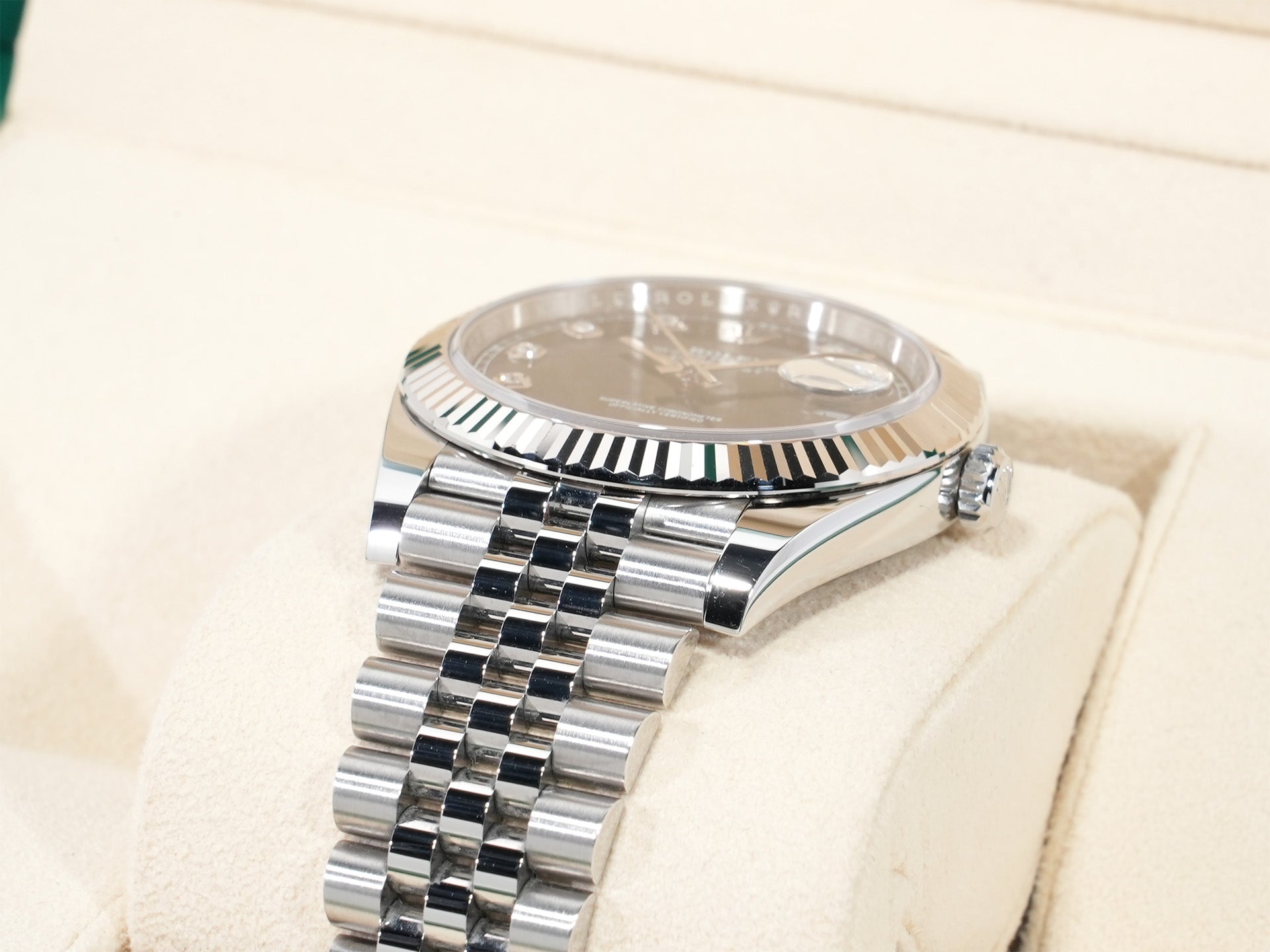 ロレックス デイトジャスト41 Ref.126334G ステンレススチール/ホワイトゴールド ブラックx10Pダイヤ文字盤 ジュビリーブレスレット 中古 xebjw2ig