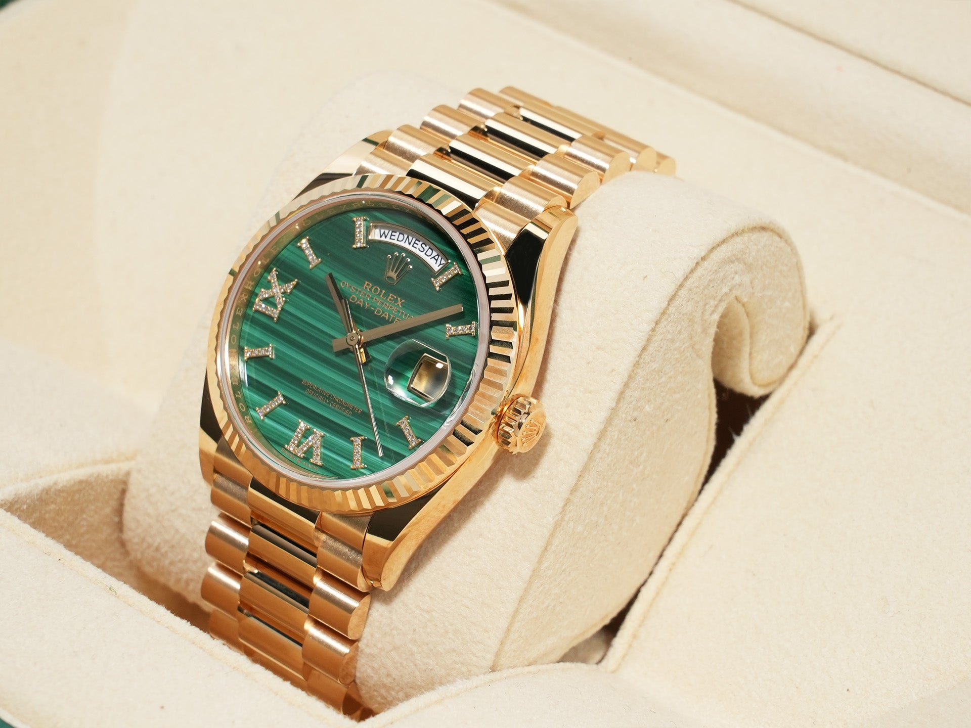 ロレックス デイデイト36 Ref.128238 イエローゴールド マラカイト文字盤 美品 ngwzzfc8