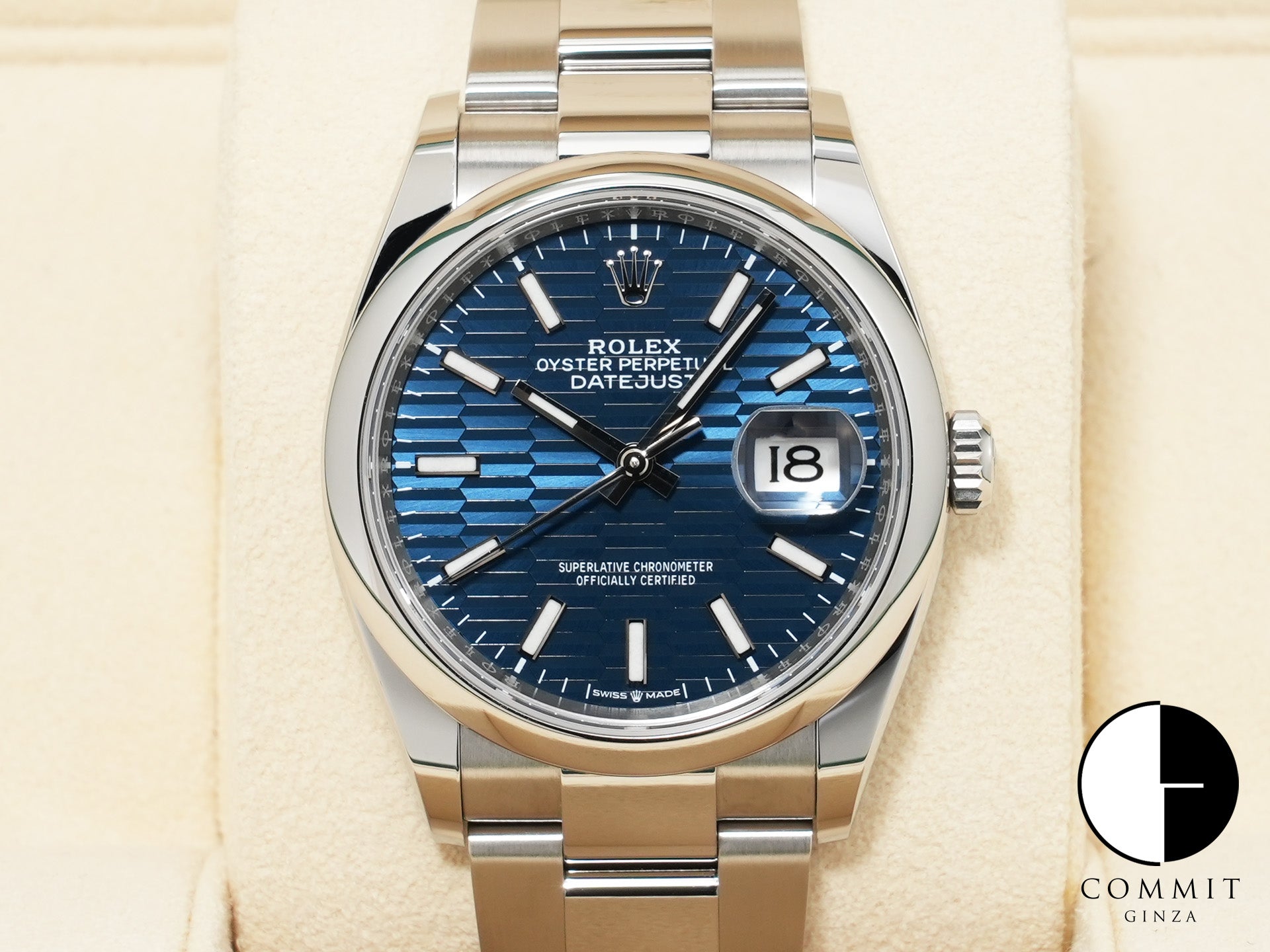 ロレックス デイトジャスト36 Ref.126200 ステンレススチール ブルー フルーテッドモチーフ文字盤 オイスターブレスレット 美中古 b9dsytet