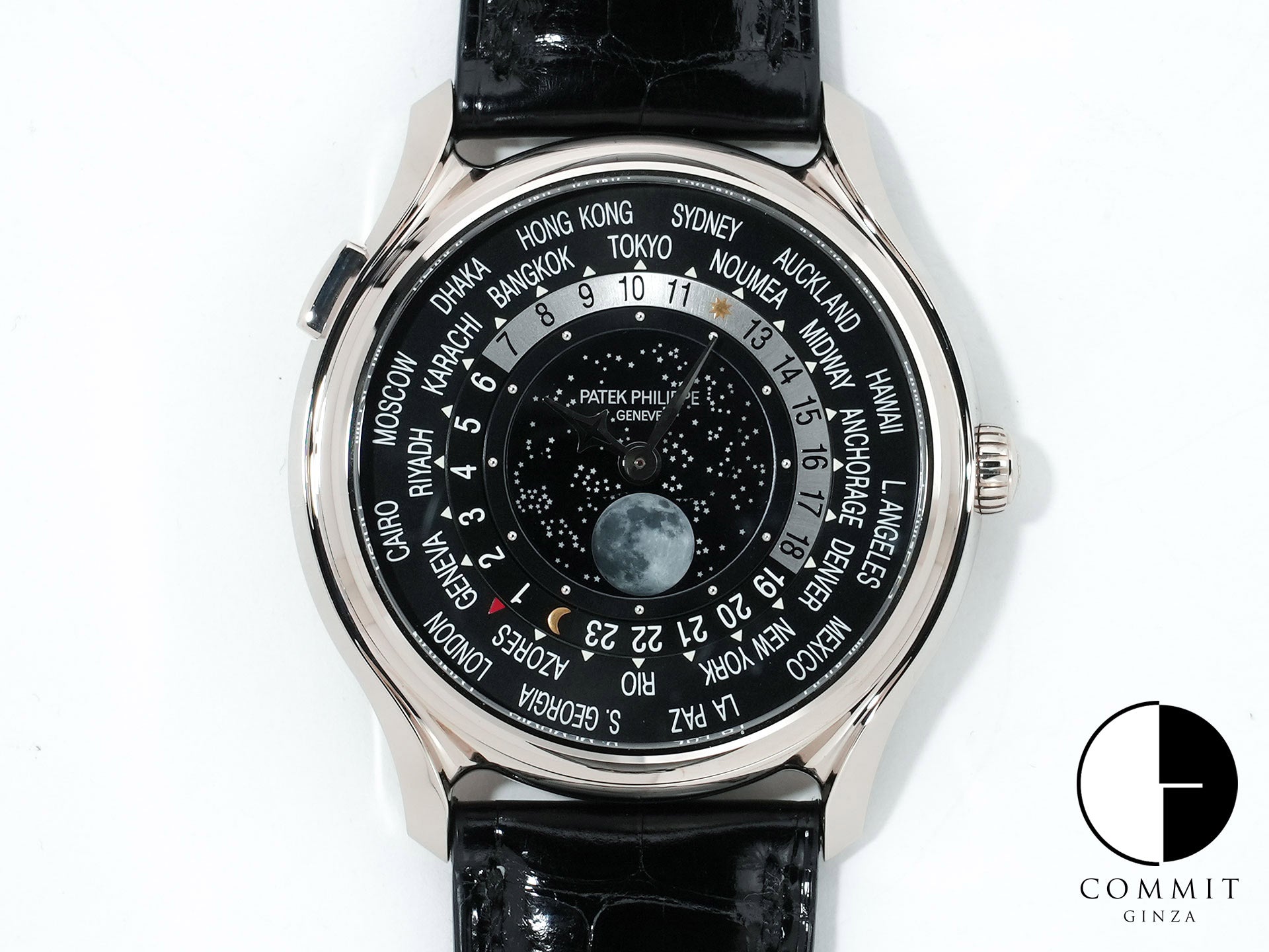 パテックフィリップ コンプリケーション ワールドタイム ムーンフェイズ Ref.5575G-001 ホワイトゴールド ブラック文字盤 未使用 bpz635oi
