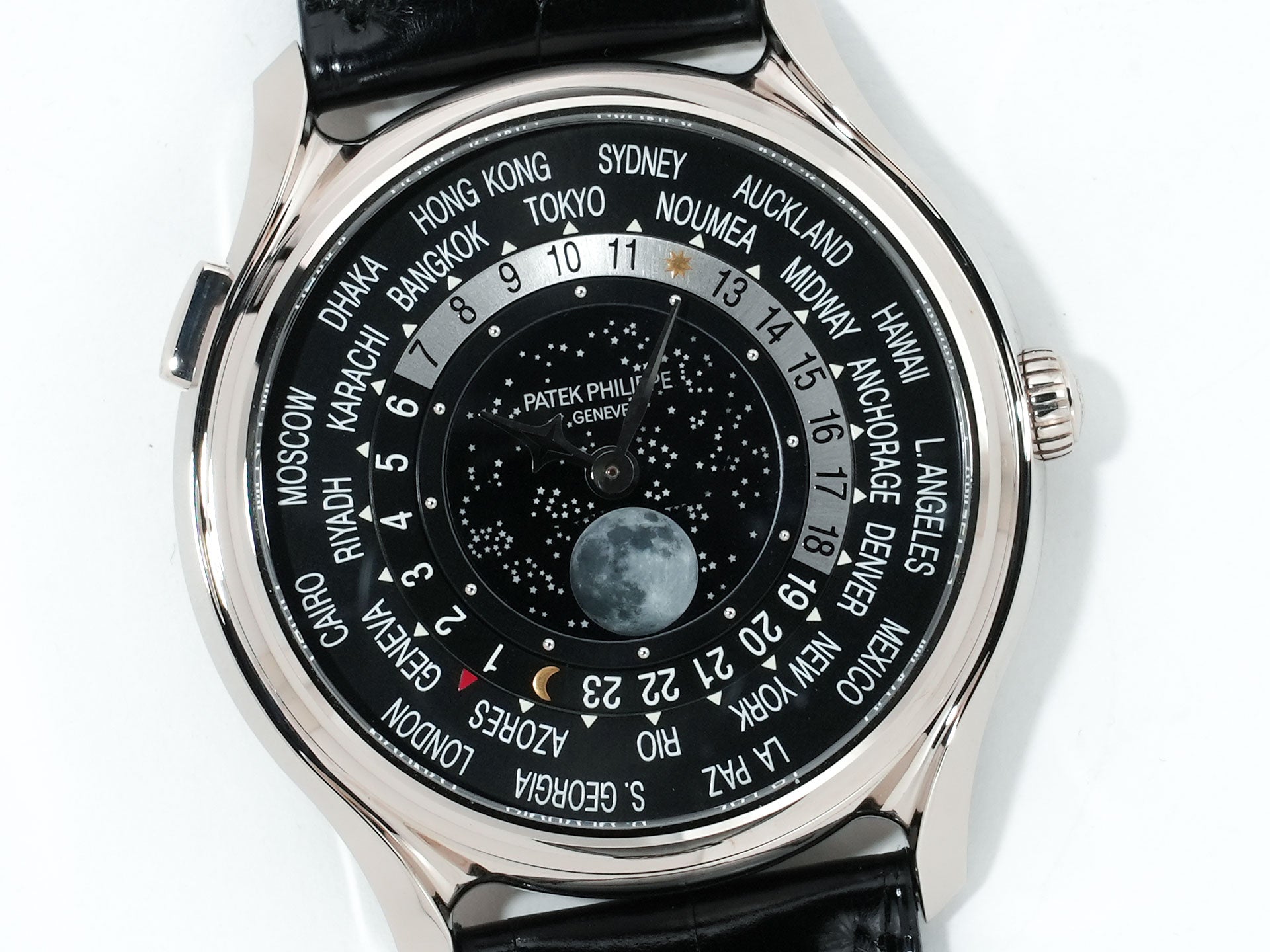 パテックフィリップ コンプリケーション ワールドタイム ムーンフェイズ Ref.5575G-001 ホワイトゴールド ブラック文字盤 未使用 bpz635oi