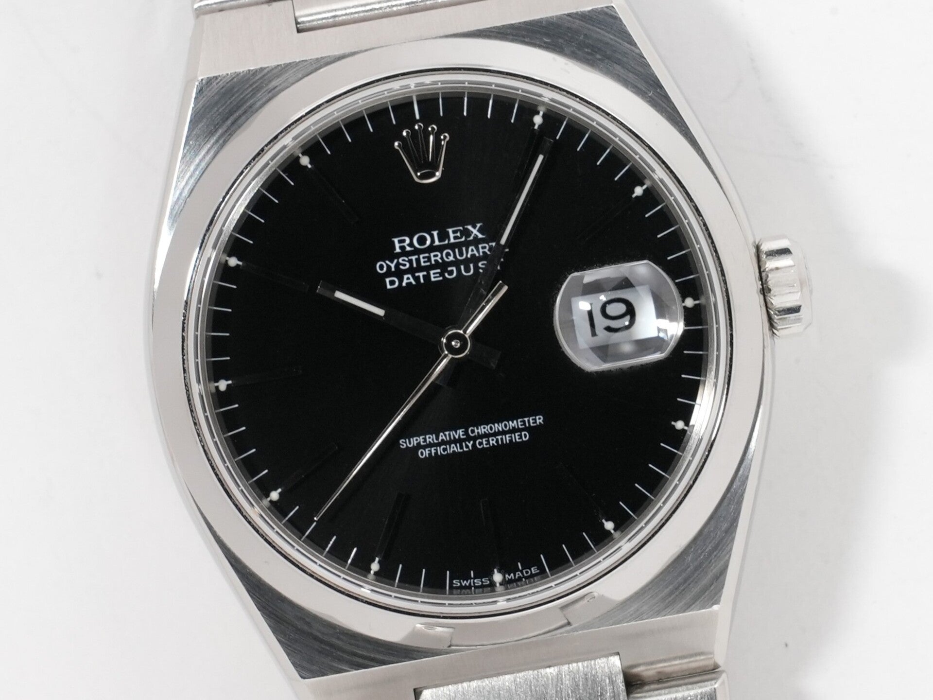 ロレックス デイトジャスト オイスタークォーツ Ref.17000 ステンレススチール ブラック文字盤 オイスターブレスレット 中古 efqa8wce