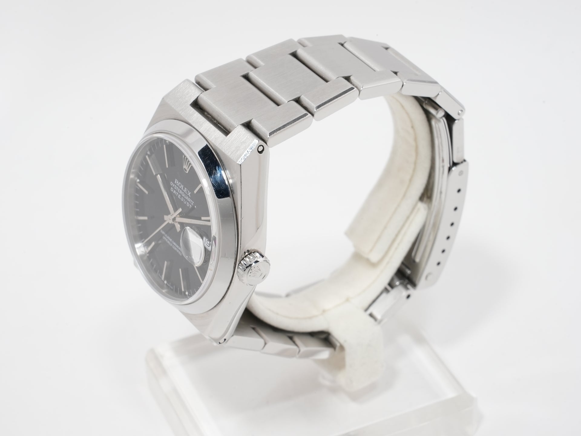 ロレックス デイトジャスト オイスタークォーツ Ref.17000 ステンレススチール ブラック文字盤 オイスターブレスレット 中古 efqa8wce