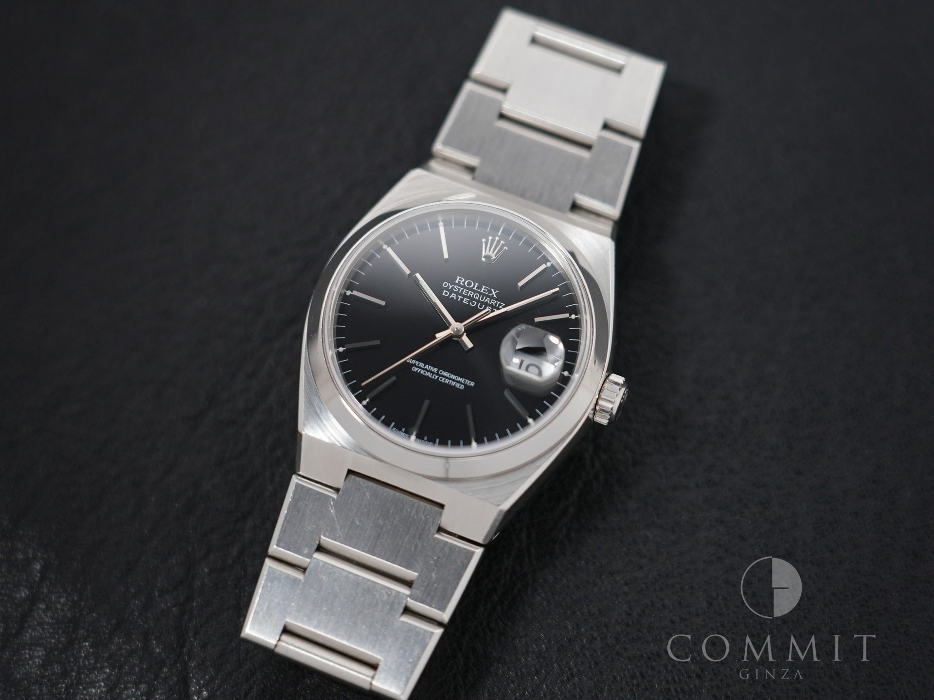 ロレックス デイトジャスト オイスタークォーツ Ref.17000 ステンレススチール ブラック文字盤 オイスターブレスレット 中古 efqa8wce
