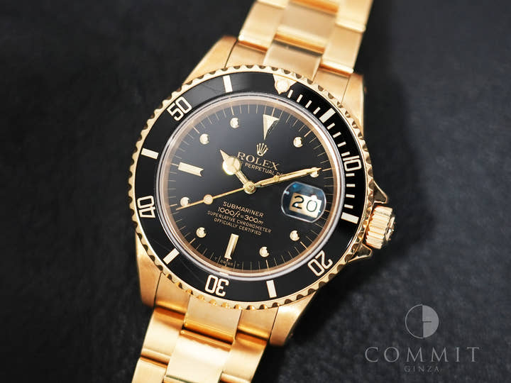 ロレックス サブマリーナー デイト Ref.16808 イエローゴールド ブラック文字盤 中古 snvdbvfc