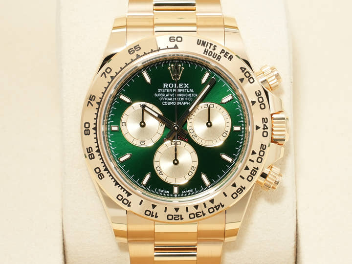 ロレックス デイトナ Ref.126508 イエローゴールド グリーン文字盤 未使用 xpdcy3ak