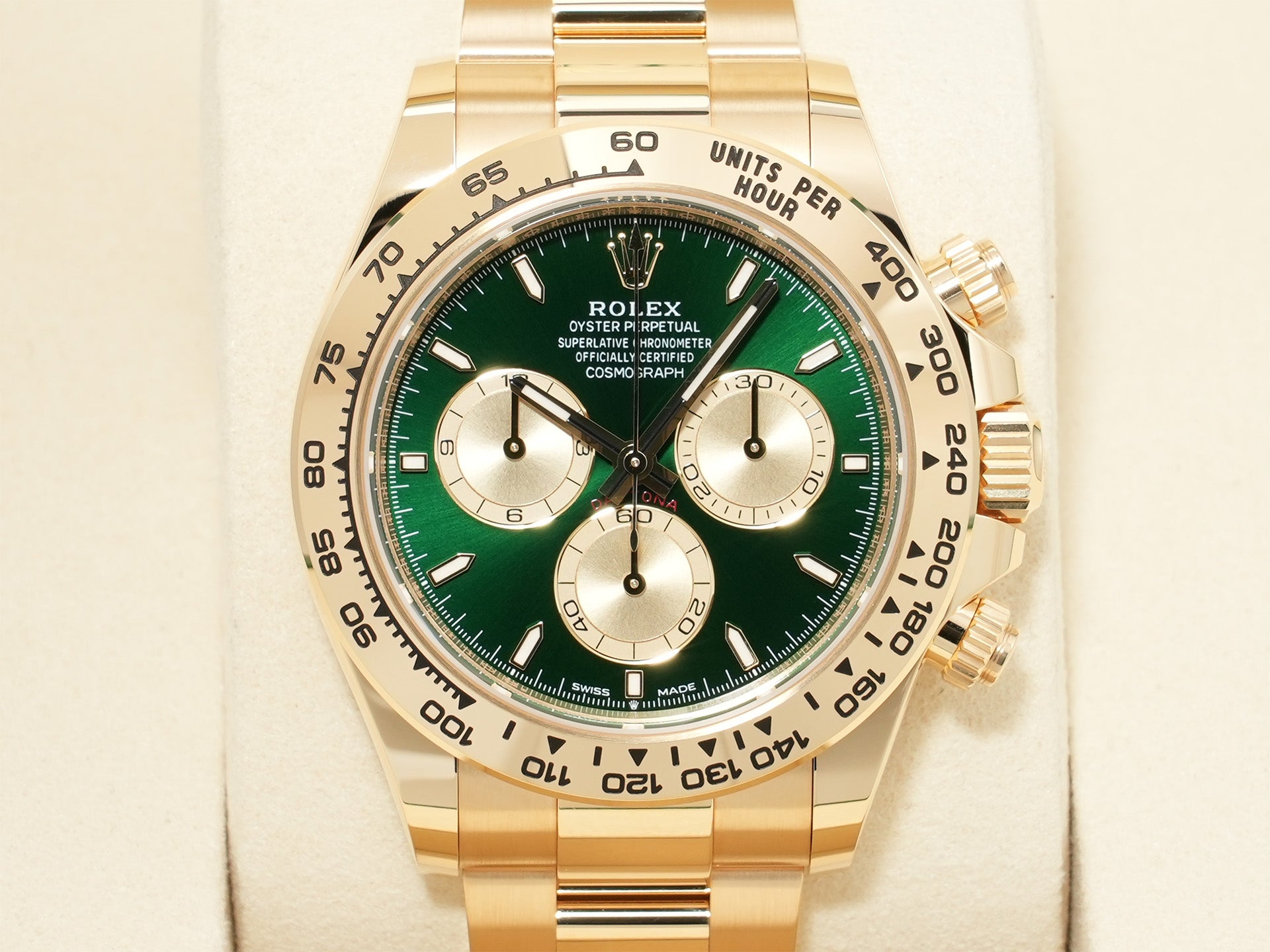 ロレックス デイトナ Ref.126508 イエローゴールド グリーン文字盤 未使用 xpdcy3ak