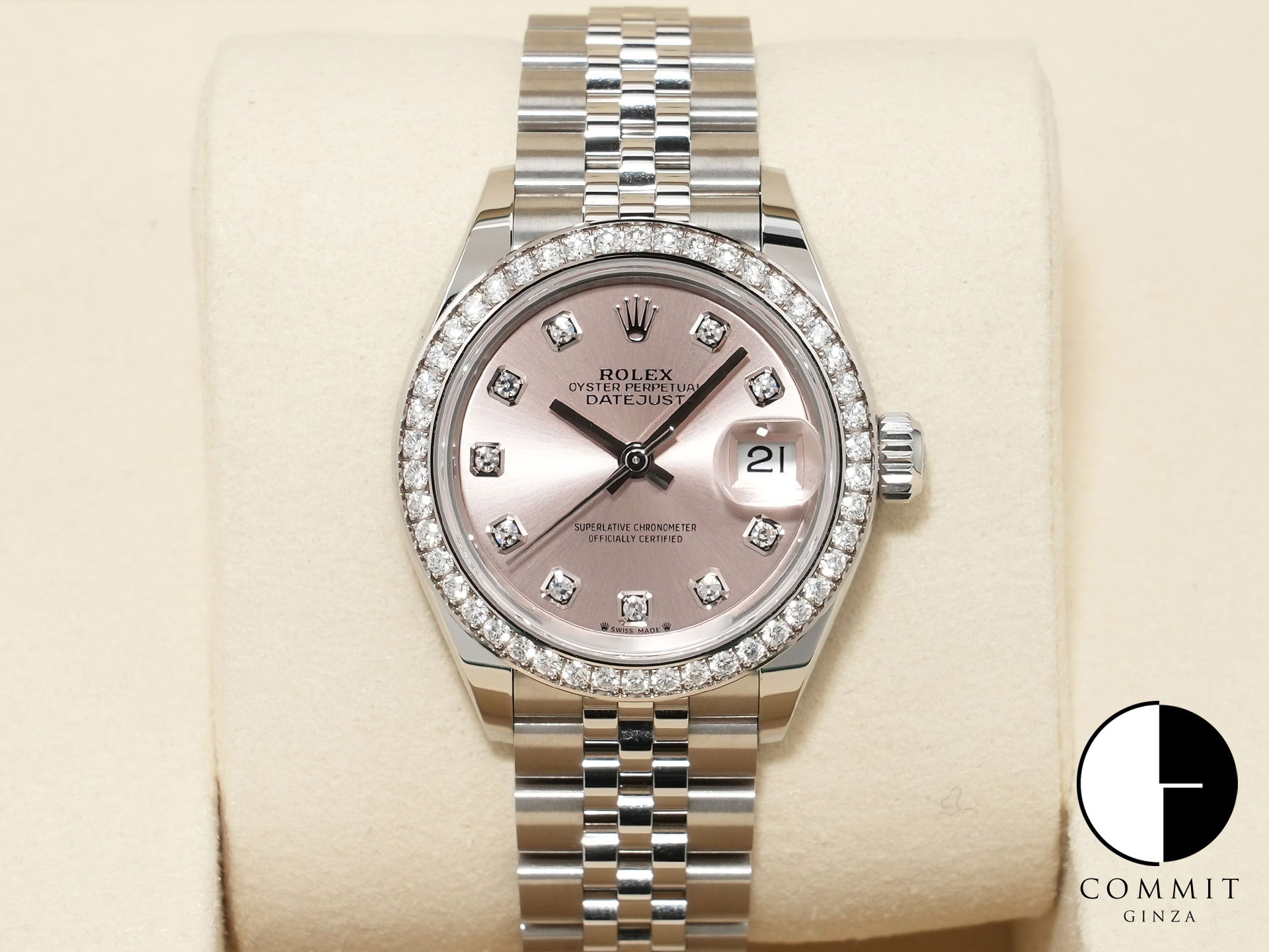 ロレックス デイトジャスト28 Ref.279384RBR ステンレススチール/ホワイトゴールド ピンクx10Pダイヤ文字盤 ジュビリーブレスレット 中古 4aszhged