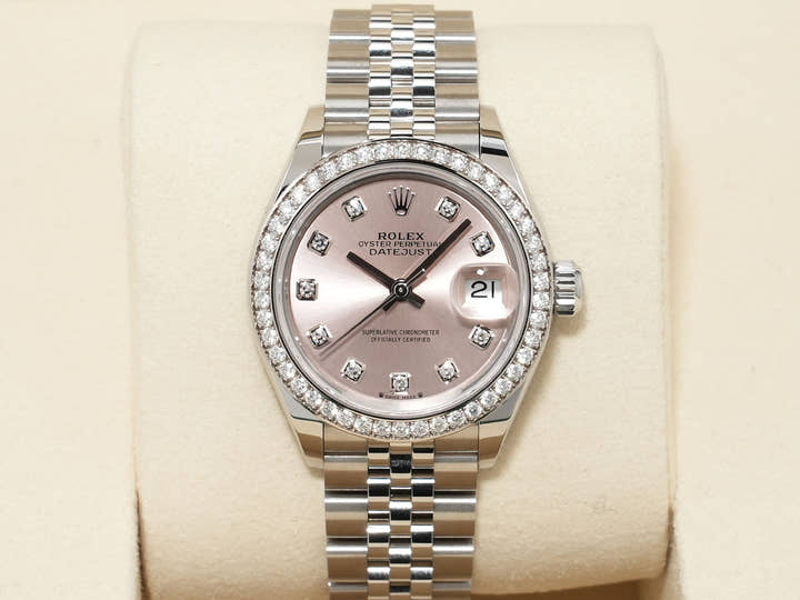ロレックス デイトジャスト28 Ref.279384RBR ステンレススチール/ホワイトゴールド ピンクx10Pダイヤ文字盤 ジュビリーブレスレット 中古 4aszhged