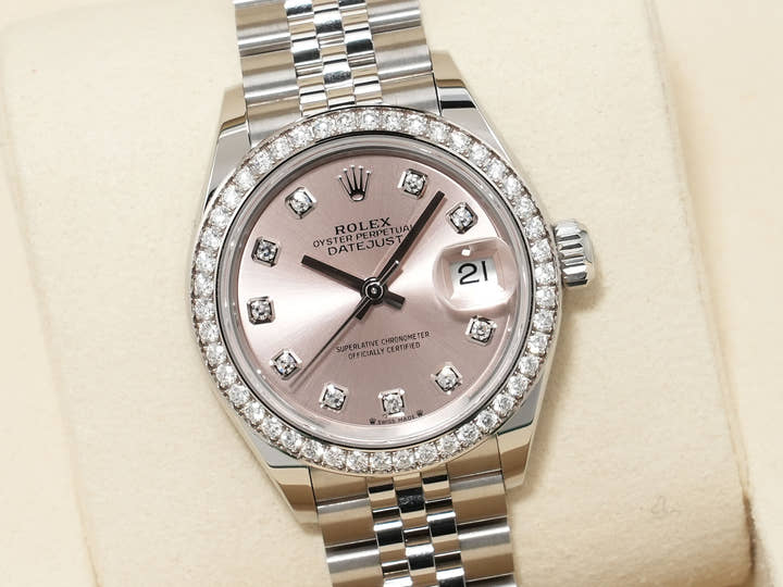ロレックス デイトジャスト28 Ref.279384RBR ステンレススチール/ホワイトゴールド ピンクx10Pダイヤ文字盤 ジュビリーブレスレット 中古 4aszhged
