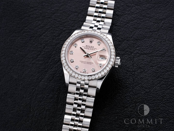 ロレックス デイトジャスト28 Ref.279384RBR ステンレススチール/ホワイトゴールド ピンクx10Pダイヤ文字盤 ジュビリーブレスレット 中古 4aszhged