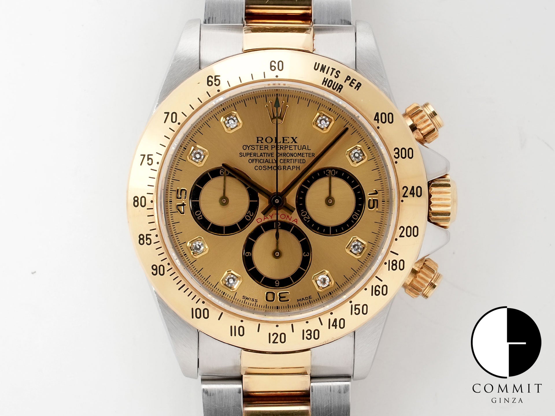 ロレックス デイトナ エルプリメロ Ref.16523G ステンレススチール/イエローゴールド シャンパン×8Pダイヤ文字盤 中古 i4bkyb94