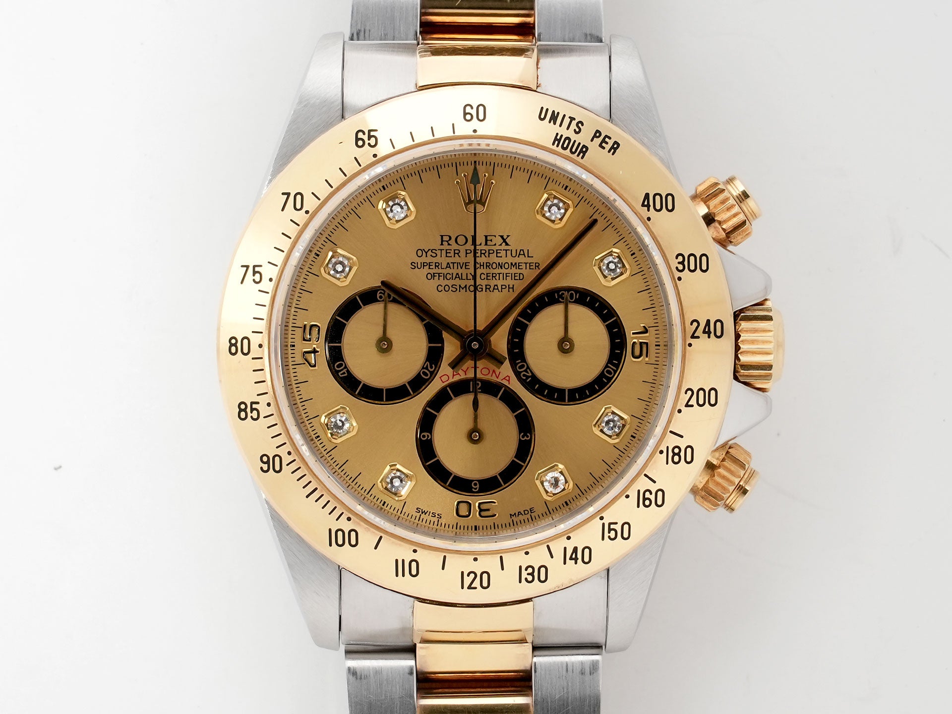 ロレックス デイトナ エルプリメロ Ref.16523G ステンレススチール/イエローゴールド シャンパン×8Pダイヤ文字盤 中古 i4bkyb94