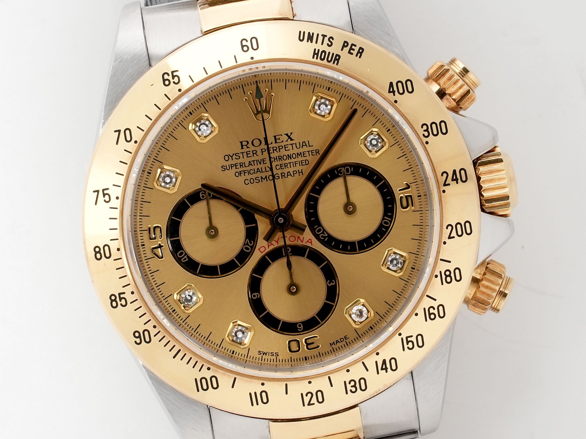 ロレックス デイトナ エルプリメロ Ref.16523G ステンレススチール/イエローゴールド シャンパン×8Pダイヤ文字盤 中古 i4bkyb94