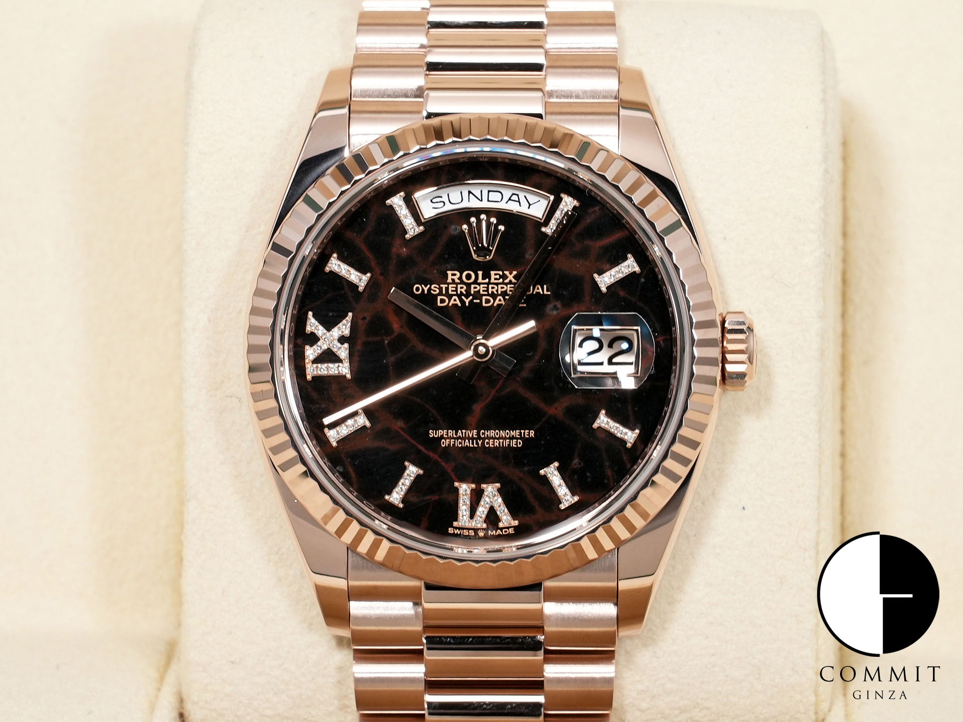 ロレックス デイデイト36 Ref.128235 エバーローズゴールド アイゼンキーゼル文字盤 美品 7i2ebj8x