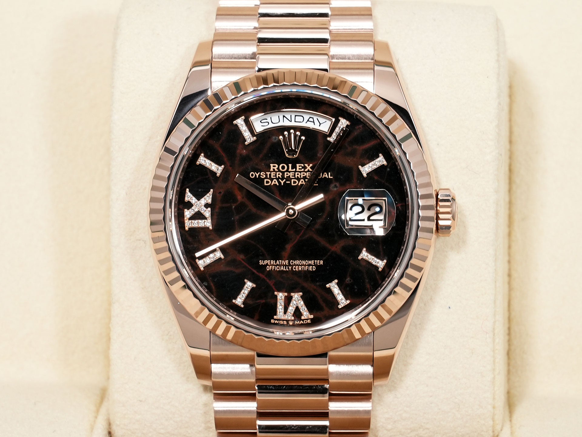 ロレックス デイデイト36 Ref.128235 エバーローズゴールド アイゼンキーゼル文字盤 美品 7i2ebj8x