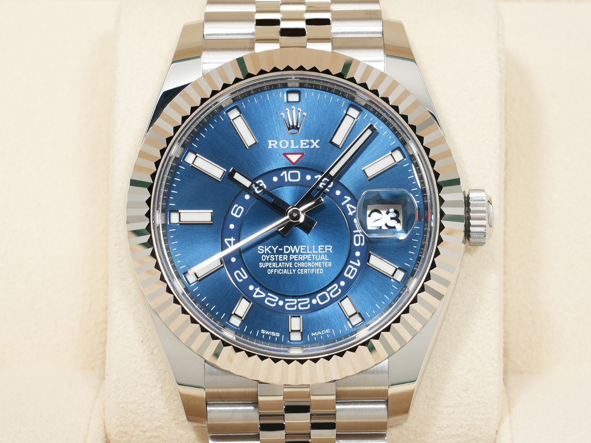 ロレックス スカイドゥエラー Ref.326934 ステンレススチール/ホワイトゴールド ブルー文字盤 ジュビリーブレスレット 未使用 o52qrymv