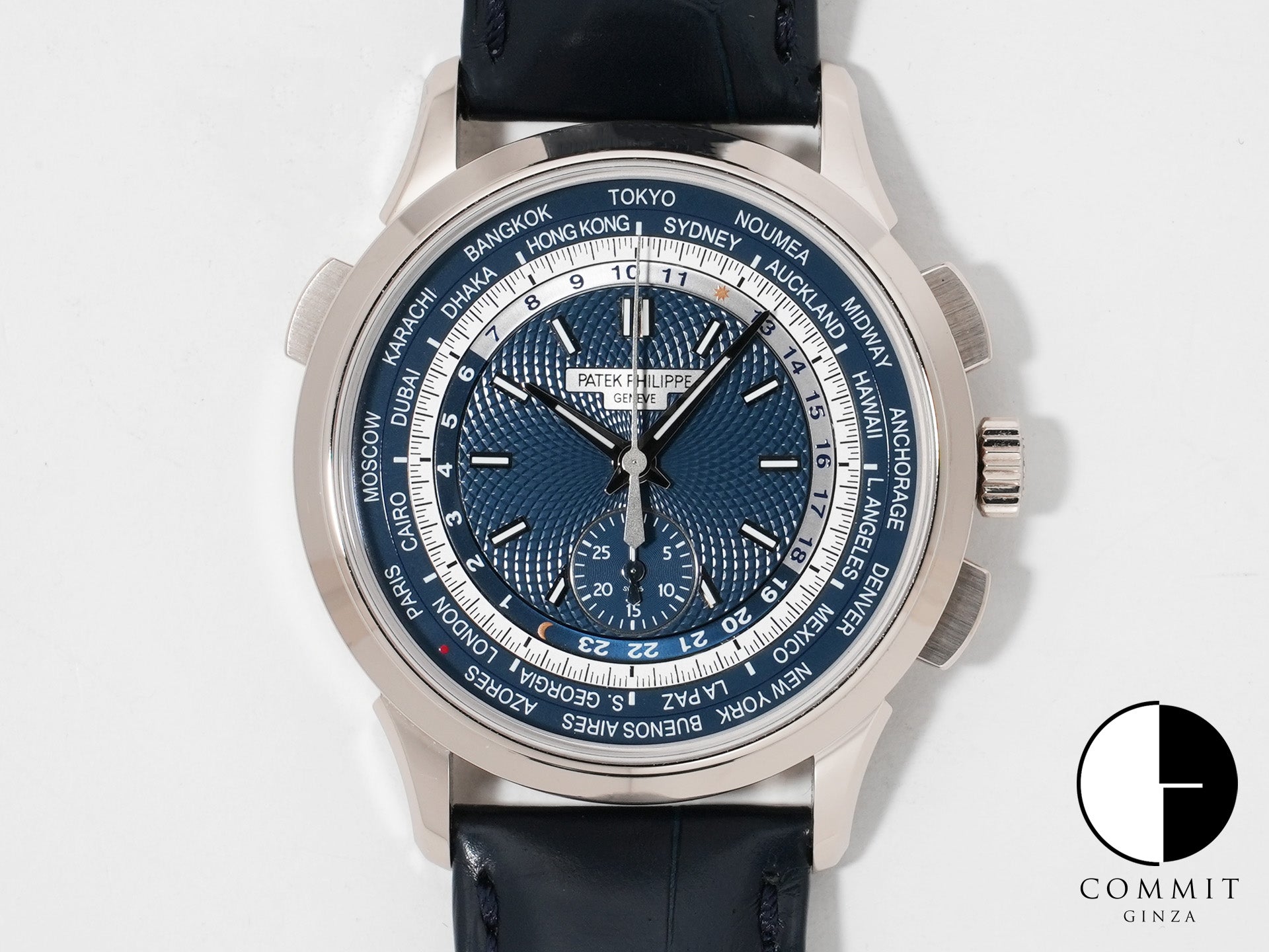 パテックフィリップ コンプリケーション ワールドタイム クロノグラフ Ref.5930G-001 ホワイトゴールド ブルー文字盤 美中古 aj7v3c7p